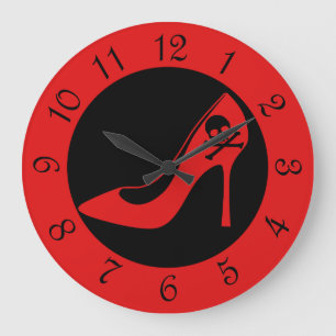 Skull High Heel SHoe Große Wanduhr