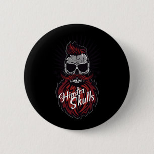 Skull Hipster Mustache Bard Logo Bartentasche Schn Button
