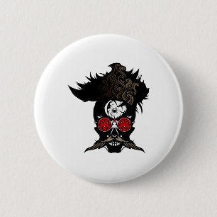 Skull Hipster Mustache Gles Lion Tribal Mustached Button