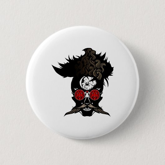 Skull Hipster Mustache Gles Lion Tribal Mustached Button (Vorderseite)