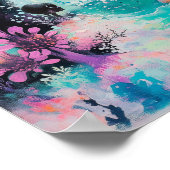 Skull Horned Sea Serpent Hexy AI Art Matte Value Poster (Ecke)