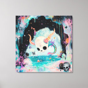 Skull Horned Sea Serpent Magical Hexe AI Art Leinwanddruck