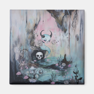 Skull Horned Sea Serpent Magical Hexe AI Art Magnet