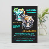 Skull Horror Happy Hour Cocktails Halloween Gothic Einladung (Stehend Vorderseite)
