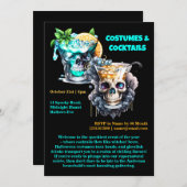 Skull Horror Happy Hour Cocktails Halloween Gothic Einladung (Vorne/Hinten)