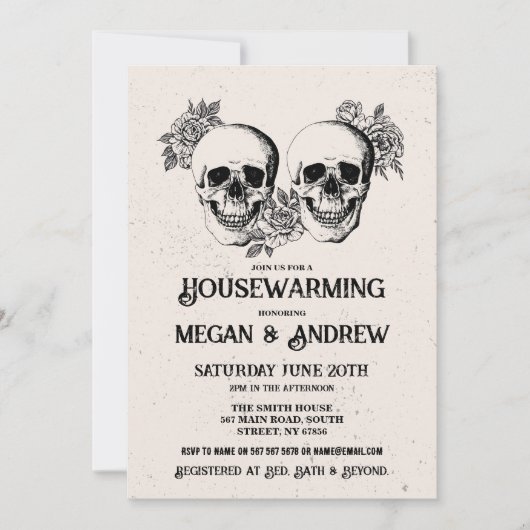 Skull Housewärming Party Halloween Neue Zuhause Ei Einladung (Vorderseite)