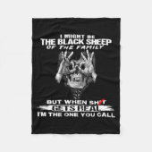 Skull I Might Be The Black Retro Sheep Of The Fami Fleecedecke (Vorderseite)