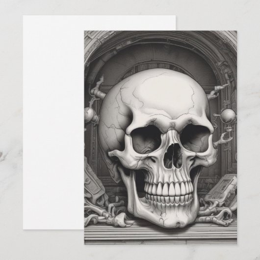 Skull Illustration Feiertagskarte (Vorne/Hinten)