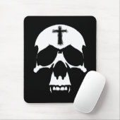Skull-Illustration in gotischem Schwarz-Weiß-Dämon Mousepad (Mit Mouse)