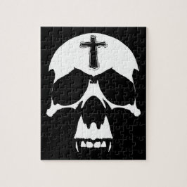 Skull-Illustration in gotischem Schwarz-Weiß-Dämon Puzzle