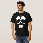 Skull-Illustration in gotischem Schwarz-Weiß-Dämon T-Shirt (Vorne ganz)