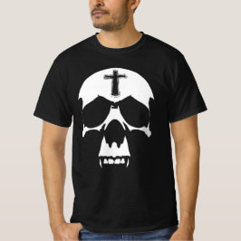 Skull-Illustration in gotischem Schwarz-Weiß-Dämon T-Shirt