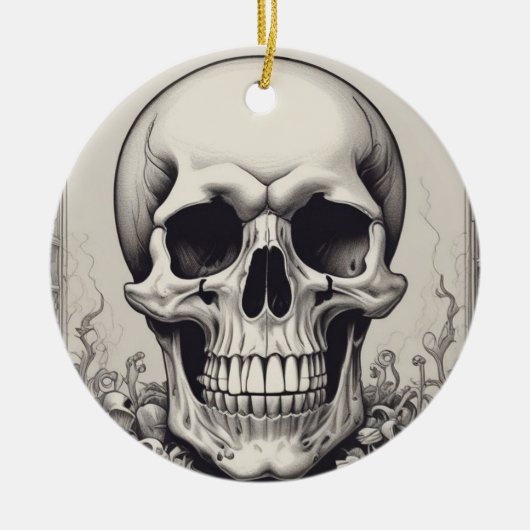 Skull Illustration Keramik Ornament (Vorne)