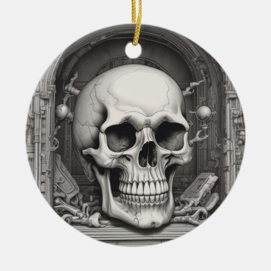 Skull Illustration Keramik Ornament (Vorne)