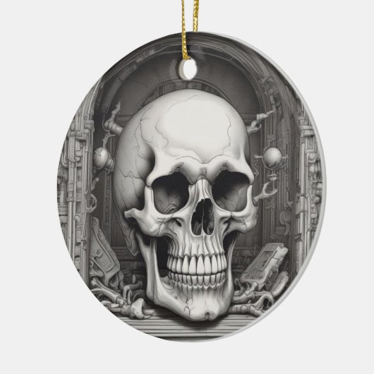 Skull Illustration Keramik Ornament (Links)