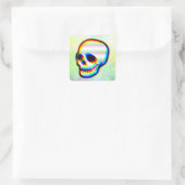 Skull Illustration Moderner Neon-Stil Quadratischer Aufkleber (Tasche)