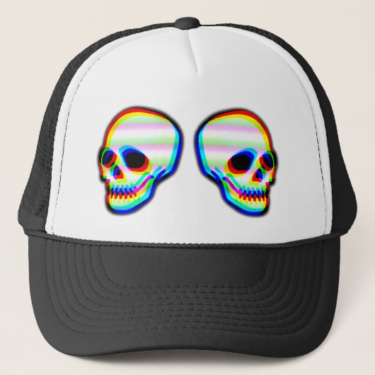 Skull Illustration neon trendy Stil Truckerkappe (Vorderseite)