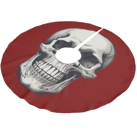 Skull Illustration Polyester Weihnachtsbaumdecke (Schrägansicht)