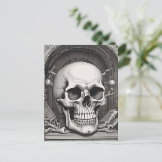 Skull Illustration Postkarte (Stehend Vorderseite)