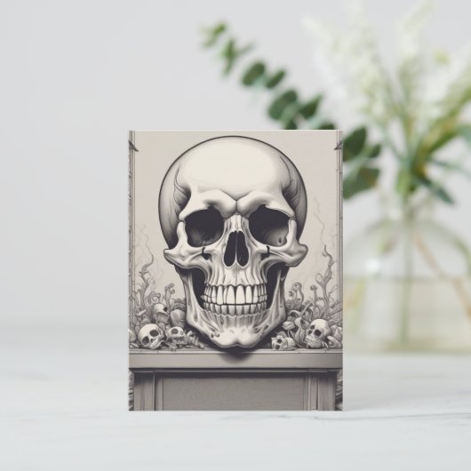 Skull Illustration Postkarte (Stehend Vorderseite)