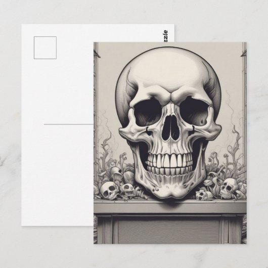 Skull Illustration Postkarte (Vorne/Hinten)