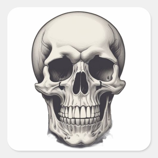 Skull Illustration Quadratischer Aufkleber (Vorderseite)
