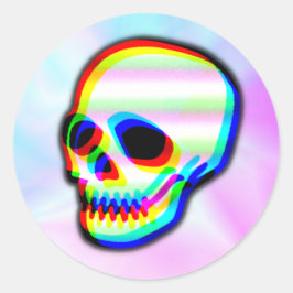 Skull Illustration trendiger Neonstil Runder Aufkleber