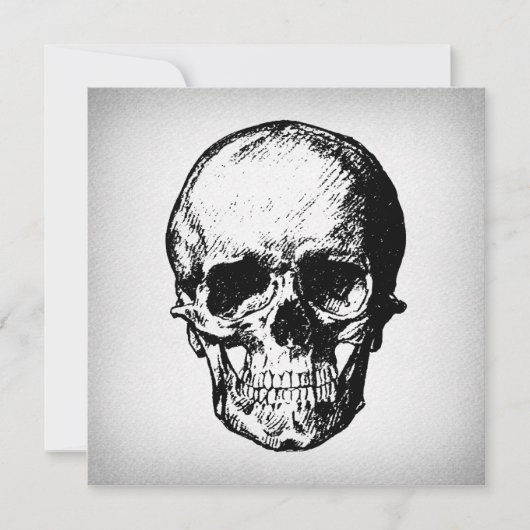 Skull Illustration Vintag Art Einladung (Vorderseite)