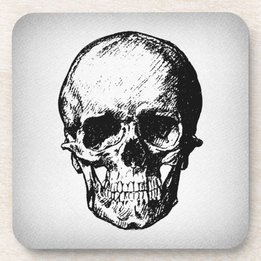 Skull Illustration Vintag Art Getränkeuntersetzer (Vorderseite)