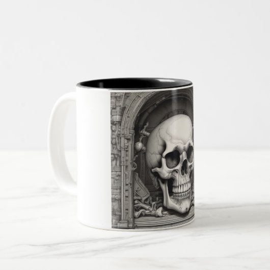 Skull Illustration Zweifarbige Tasse (Vorderseite Links)