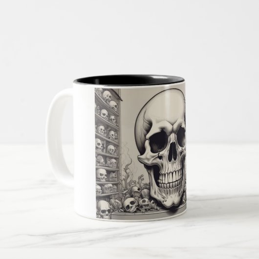 Skull Illustration Zweifarbige Tasse (Vorderseite Links)