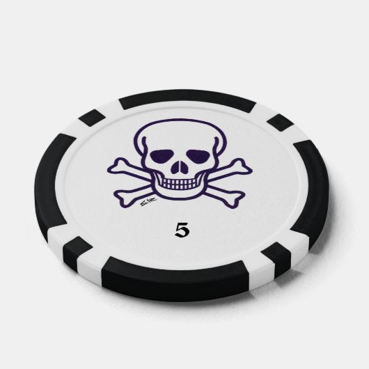 Skull in Bones 5 Streifen Poker Chip (Einzeln)