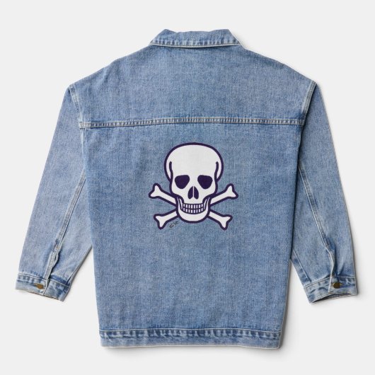 Skull in Bones Damen Denim Jacke (Rückseite)