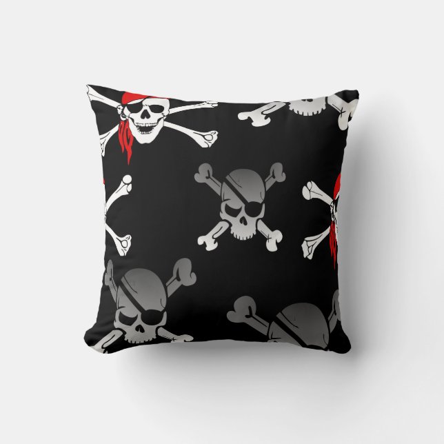 Skull in Bones Party Pirate Throw Kissen (Vorderseite)