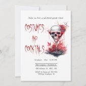 Skull in Cocktail Glass Creepy Halloween Einladung (Vorderseite)