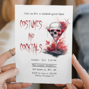 Skull in Cocktail Glass Creepy Halloween Einladung