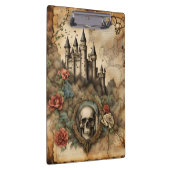 Skull in Frame Fairytale Junk Journal Page Klemmbrett (Rechts)