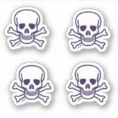 Skull in Knochen 4 kleine Konturaufkleber Aufkleber (Vorderseite)