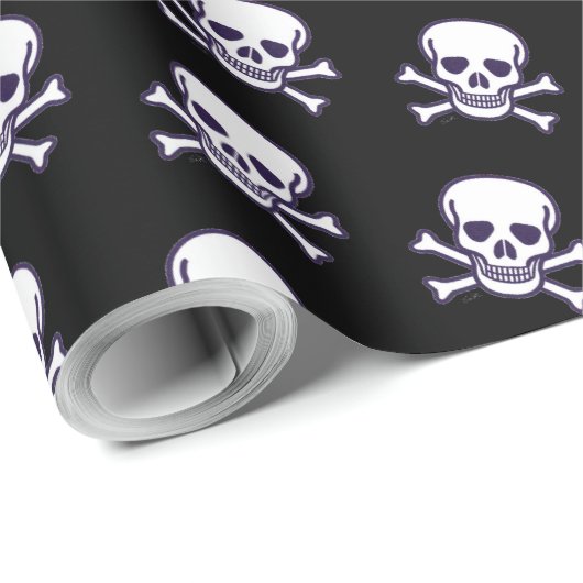 Skull in Knochen, schwarz mattiertes Packpapier (Rolleneckpunkt)