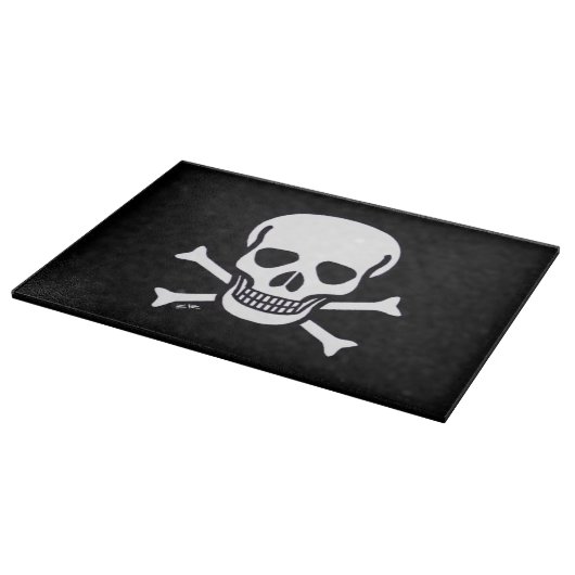 Skull in Knochen schwarze Glas Schneide Karte Schneidebrett (Ecke)