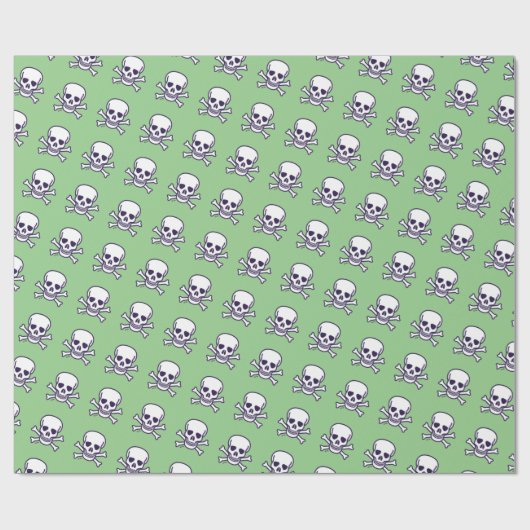 Skull in Knochen weißes, glänzendes Papier Geschenkpapier (Flach)