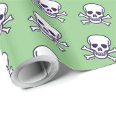 Skull in Knochen weißes, glänzendes Papier Geschenkpapier (Rolleneckpunkt)