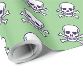 Skull in Knochen weißes, glänzendes Papier Geschenkpapier (Rolleneckpunkt)