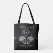 "Skull in Liebe" Vintage Skelette Schwarz Tasche (Rückseite)