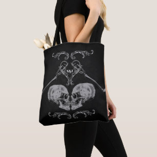 "Skull in Liebe" Vintage Skelette Schwarz Tasche