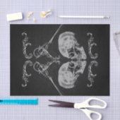 "Skull in Liebe" Vintage Skelette Schwarze Hochzei Seidenpapier (Handwerk)