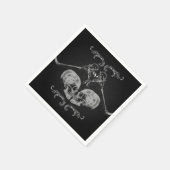 "Skull in Liebe" Vintage Skelette Schwarze Hochzei Serviette (Ecke)