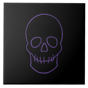 Skull in Lila und schwarz Fliese