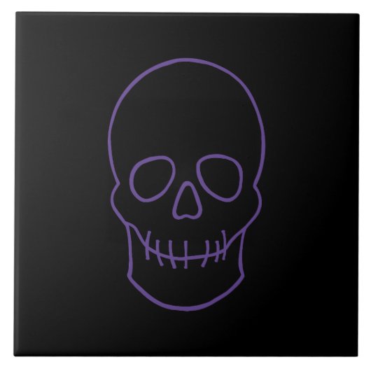 Skull in Lila und schwarz Fliese (Vorderseite)