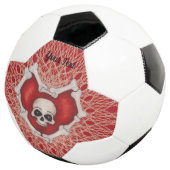 Skull in Red Heart of Bones Weiße Abstrakte Linien Fußball (Dreiviertel)